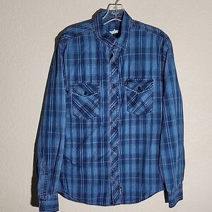 Wrangler Retro Mens shirt size m plaid blue black button